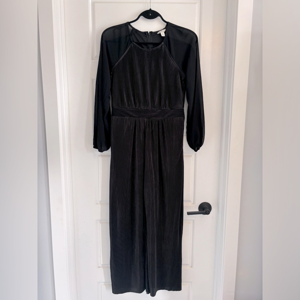 Cato Plisse Jumpsuit Wide Leg Plisse Sheer High Neck Midnight Black Size… - Picture 2 of 12
